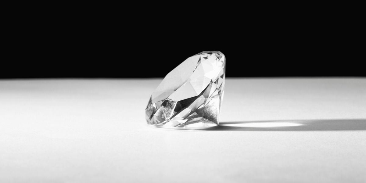 An ideal cut diamond casting a long shadow